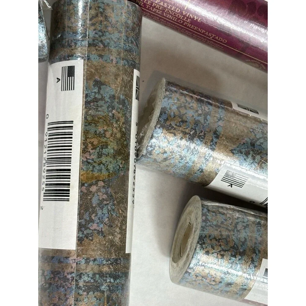 Shand Kydd Wallpaper Border 89255 Floral Blue Gold 8 Rolls 5.4 Yd NOS
